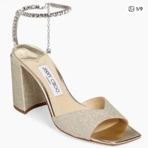 Jimmy Choo Sparkling Gold Block Heels
